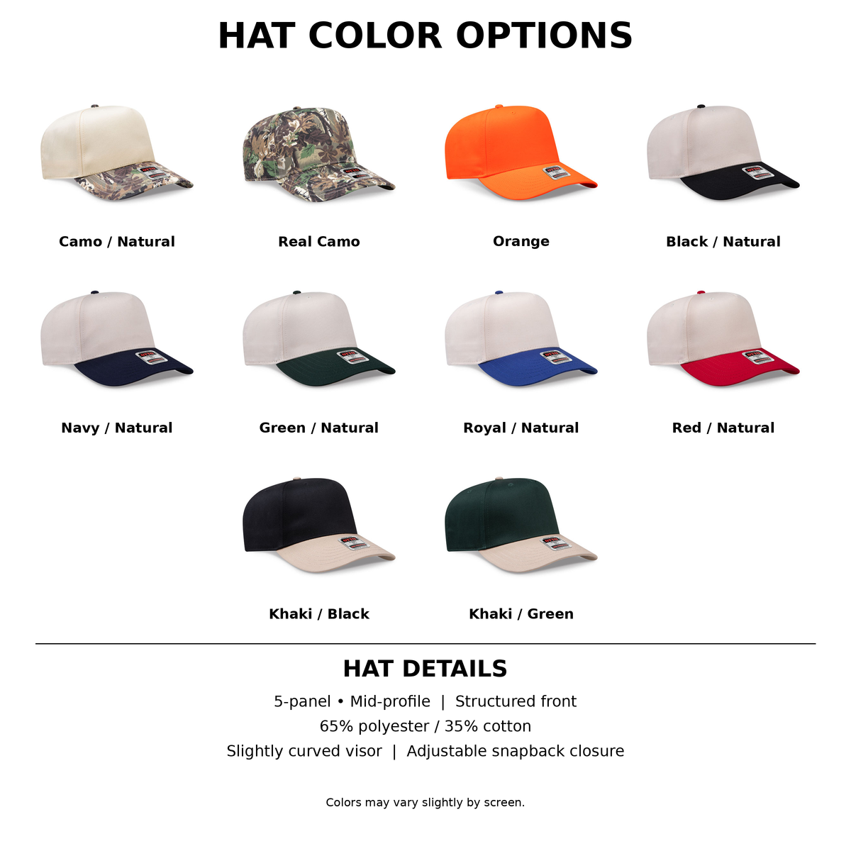 Hat Color Options