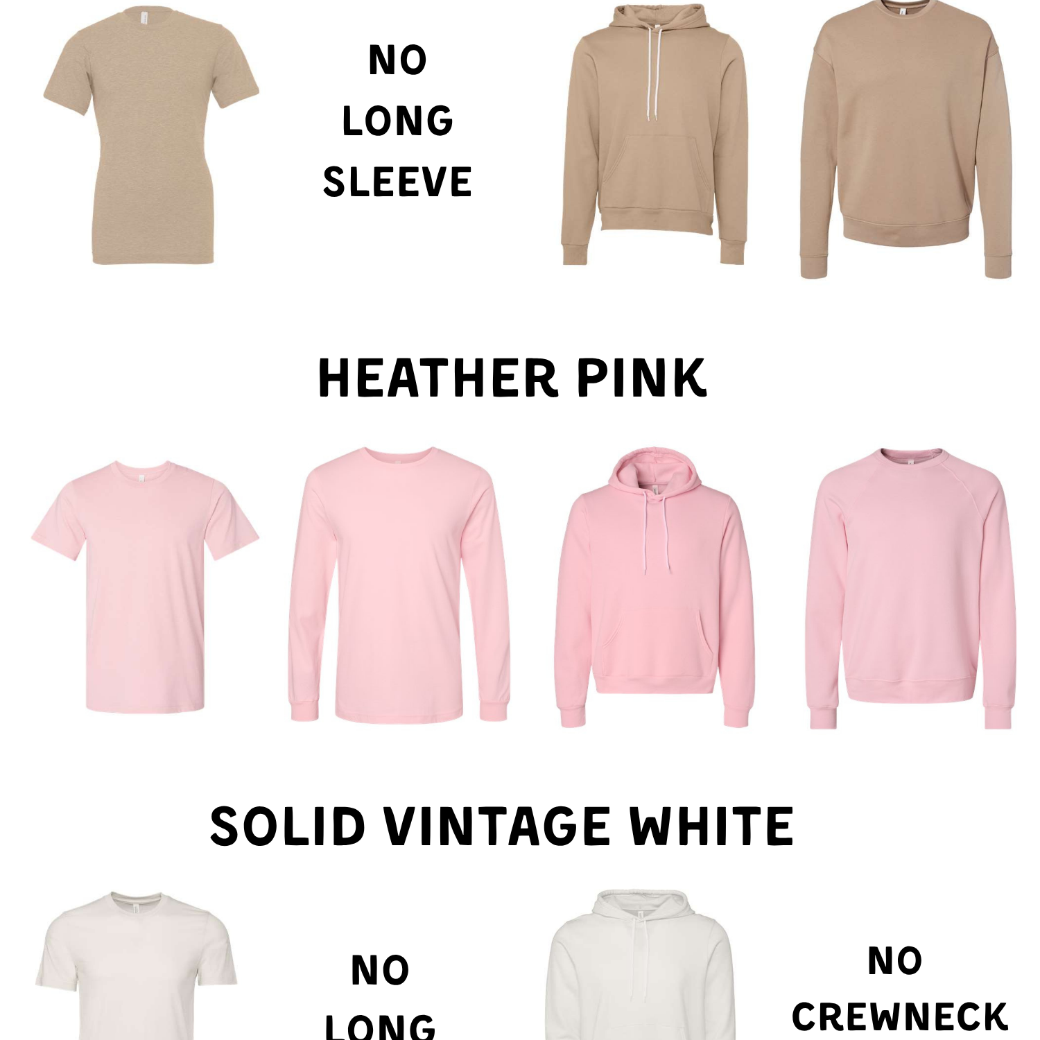 a collection of t-shirts in various colors, including tan, pink, and white, along with a solid vintage white t-shirt.