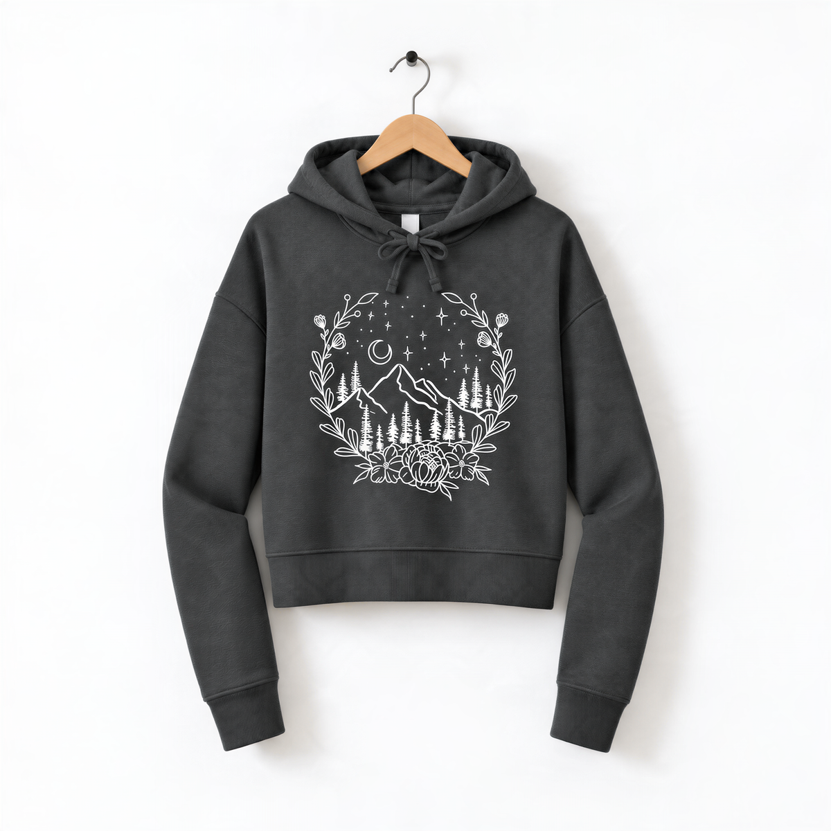 a sweatshirt with a graphic of a forest