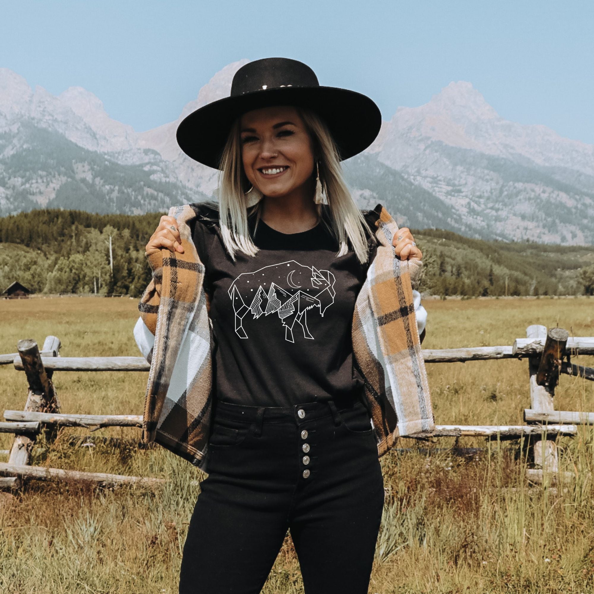 Buffalo T Shirt for Women-208 Tees- 208 Tees, A Women's, Men's and Kids Online Graphic Tee Boutique, Located in Spirit Lake, Idaho