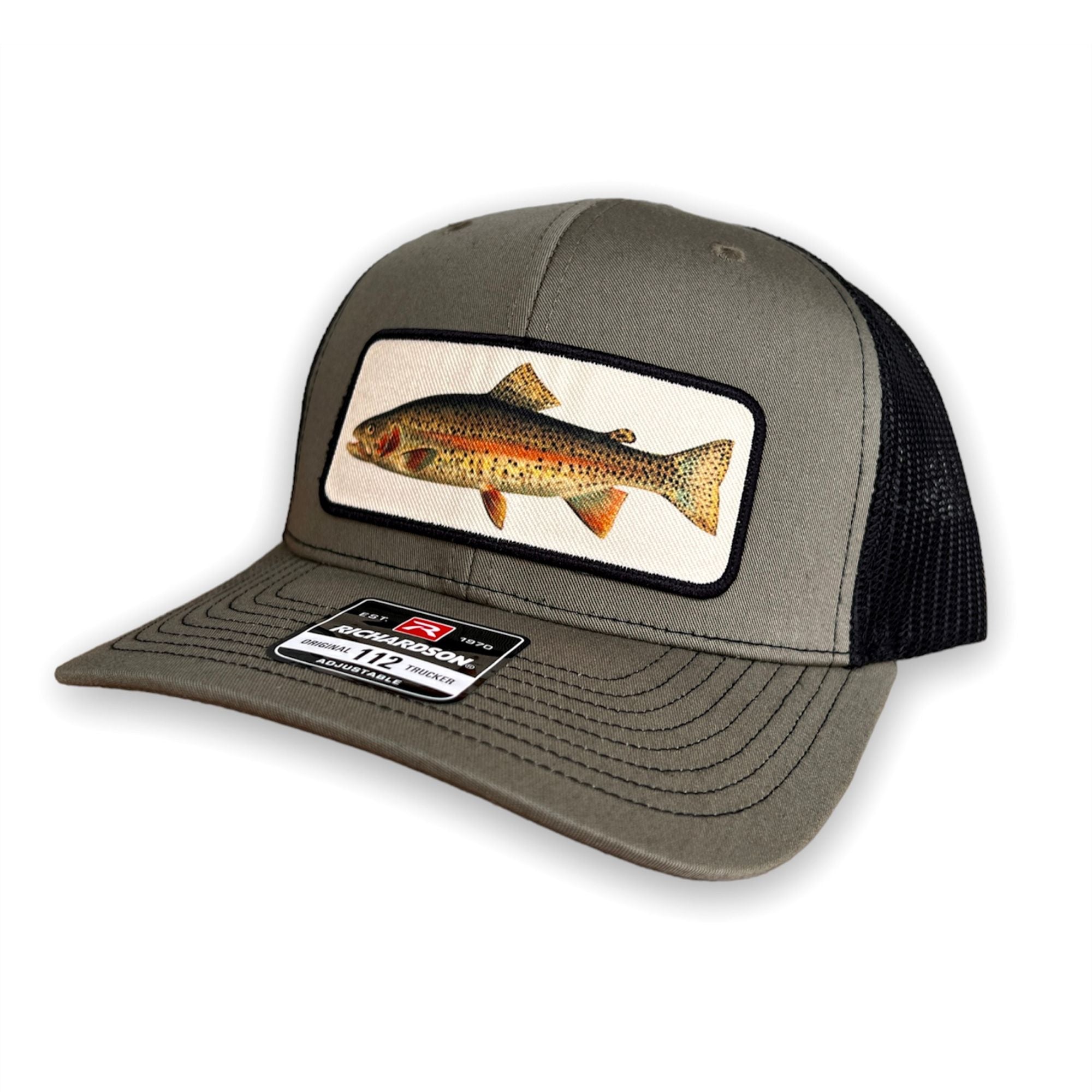 Rainbow Trout Fishing Hat - Richardson Loden Green/Black-Hats-208 Tees- 208 Tees, A Women's, Men's and Kids Online Graphic Tee Boutique, Located in Spirit Lake, Idaho