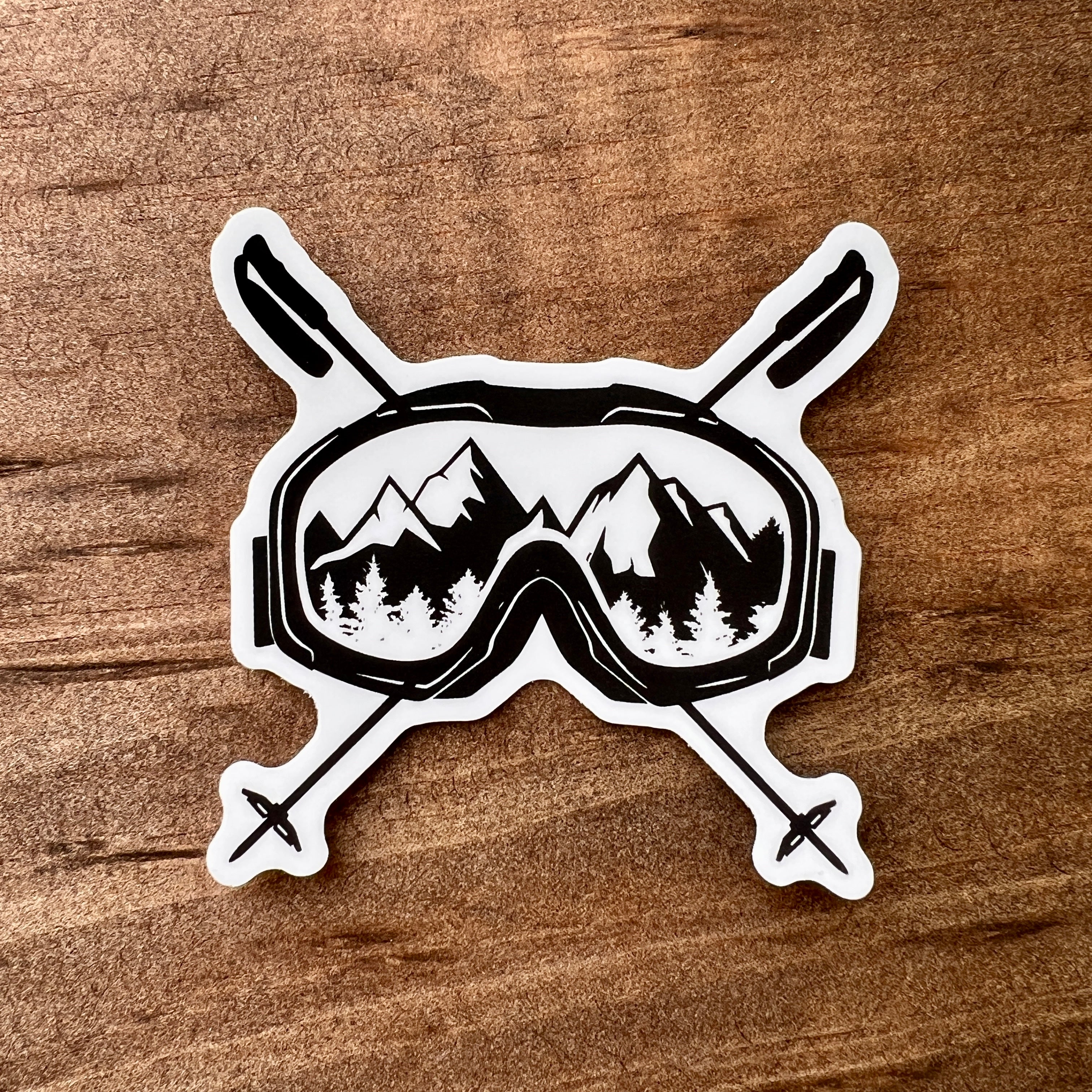 Ski Goggles Sticker-Sticker-208 Tees- 208 Tees, A Women's, Men's and Kids Online Graphic Tee Boutique, Located in Spirit Lake, Idaho