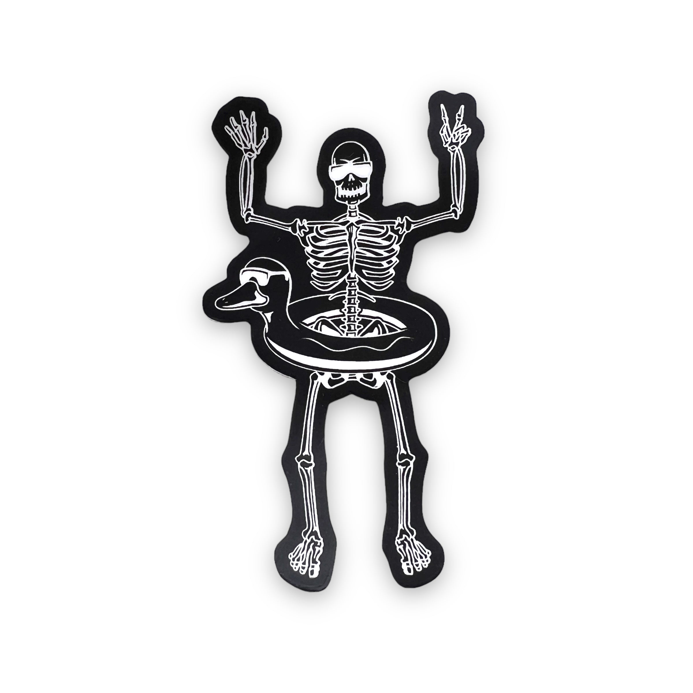 Skeleton Swimming Sticker-Sticker-208 Tees- 208 Tees, A Women's, Men's and Kids Online Graphic Tee Boutique, Located in Spirit Lake, Idaho