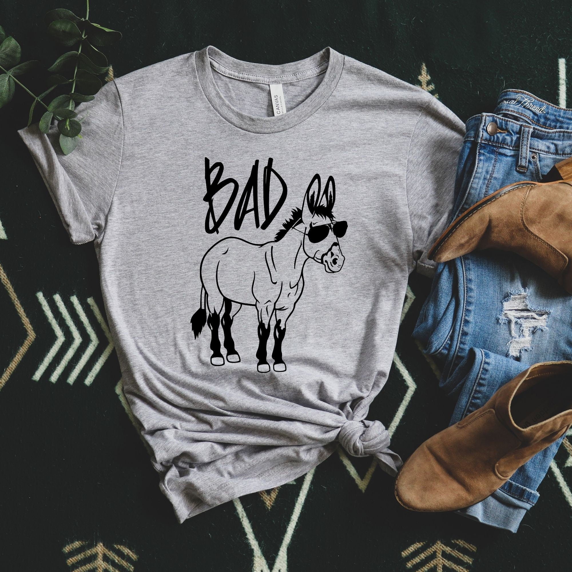 Funny Badass Donkey TShirt-Womens Tees-208 Tees- 208 Tees, A Women's, Men's and Kids Online Graphic Tee Boutique, Located in Spirit Lake, Idaho