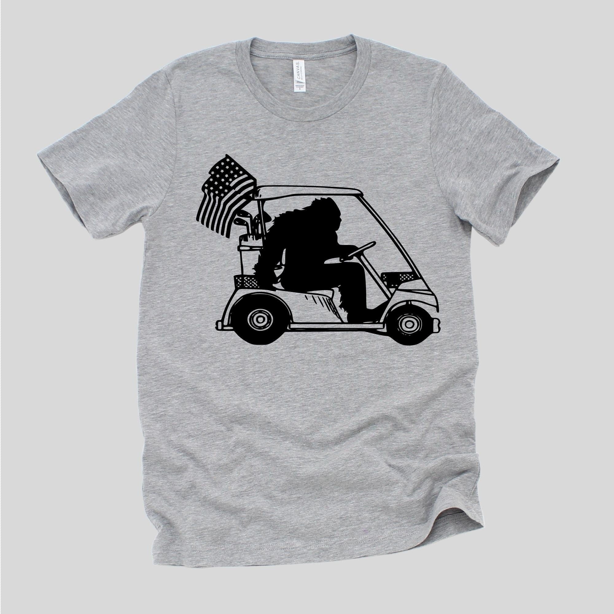 Bigfoot Golf Cart Funny Tshirt Graphic Tee Long Sleeve-208 Tees- 208 Tees, A Women's, Men's and Kids Online Graphic Tee Boutique, Located in Spirit Lake, Idaho