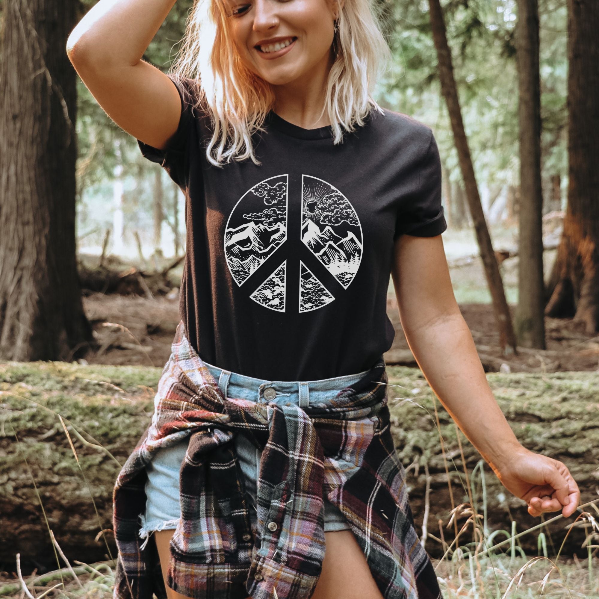 Peace Tee, Nature TShirt, Hippie Graphic Tee 2T-208 Tees- 208 Tees, A Women's, Men's and Kids Online Graphic Tee Boutique, Located in Spirit Lake, Idaho