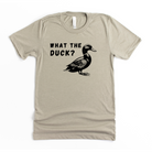 Funny What the Duck t-shirt with bold duck graphic