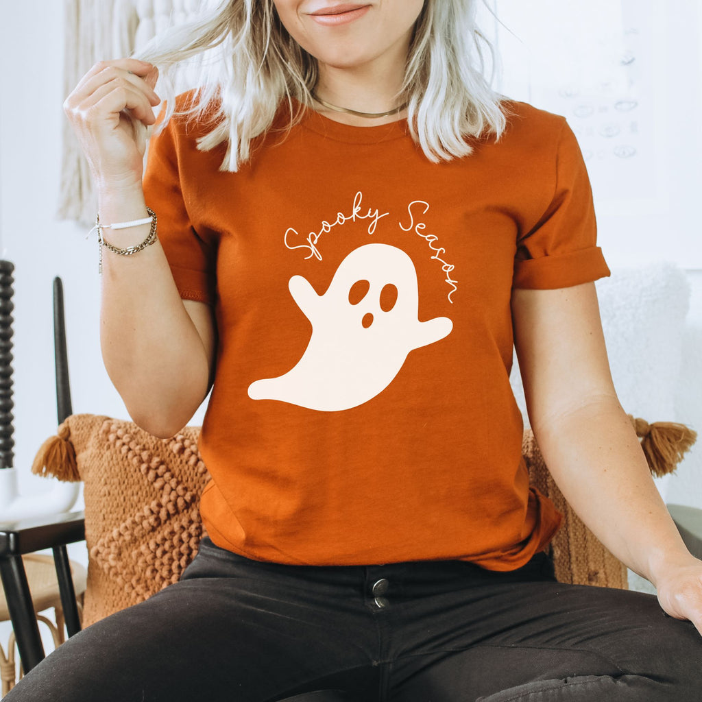  Hand screenprinted spooky season ghost shirt