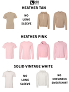 a collection of t-shirts in various colors, including tan, pink, and white, along with a solid vintage white t-shirt.
