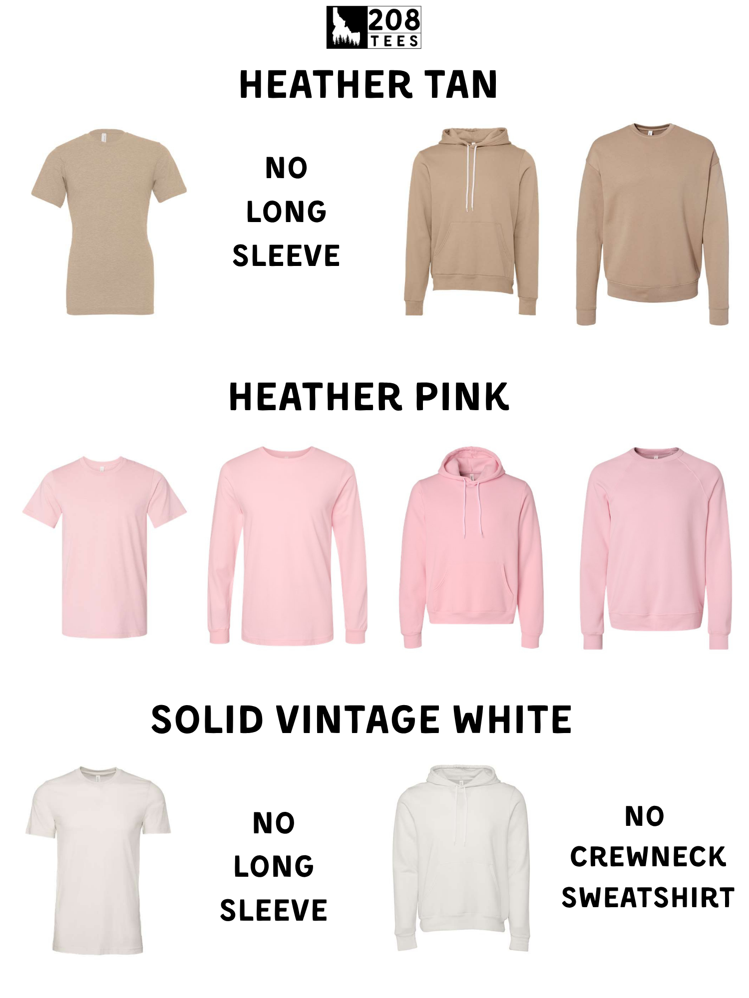 a collection of t-shirts in various colors, including tan, pink, and white, along with a solid vintage white t-shirt.