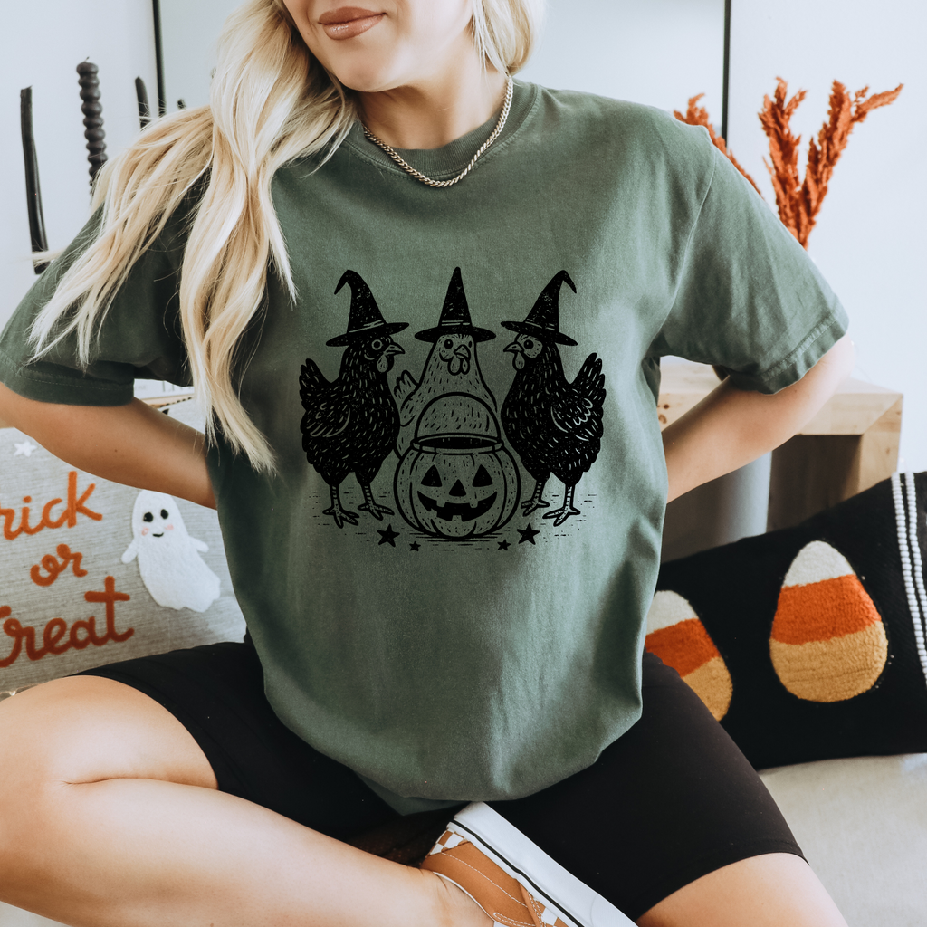 Funny spooky season hen t-shirt for chicken lovers
