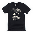 Funny dad shirt with “I’d Rather Be Smoking” and BBQ smoker graphic