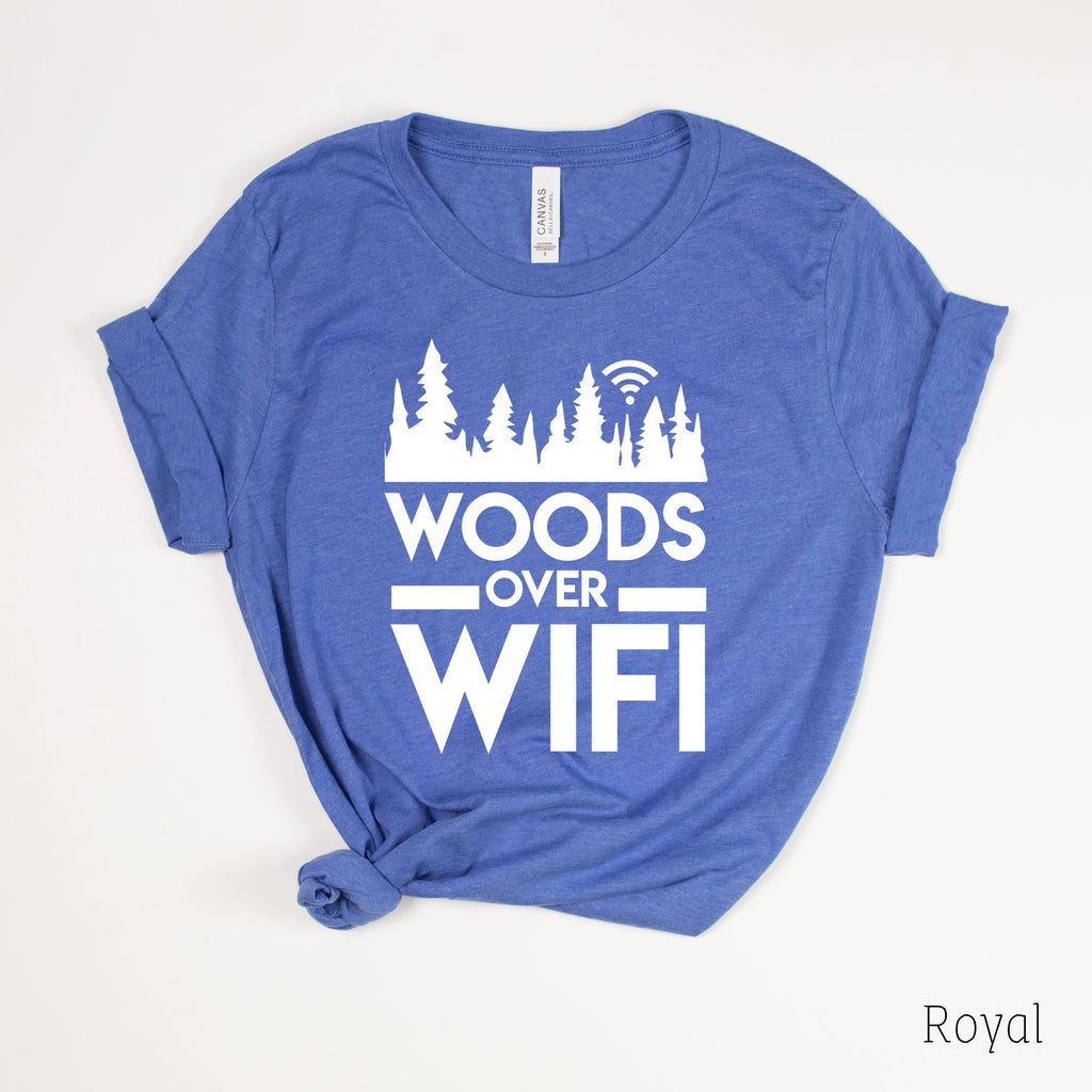 Woods Over Wifi T-Shirt for Women-208 Tees- 208 Tees, A Women's, Men's and Kids Online Graphic Tee Boutique, Located in Spirit Lake, Idaho