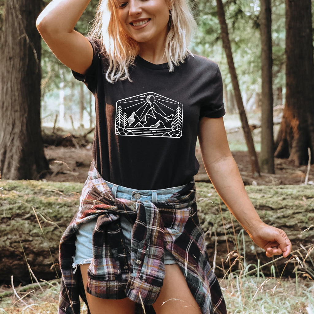 Pentagon Forest Scene Women's Nature TShirt-208 Tees- 208 Tees, A Women's, Men's and Kids Online Graphic Tee Boutique, Located in Spirit Lake, Idaho