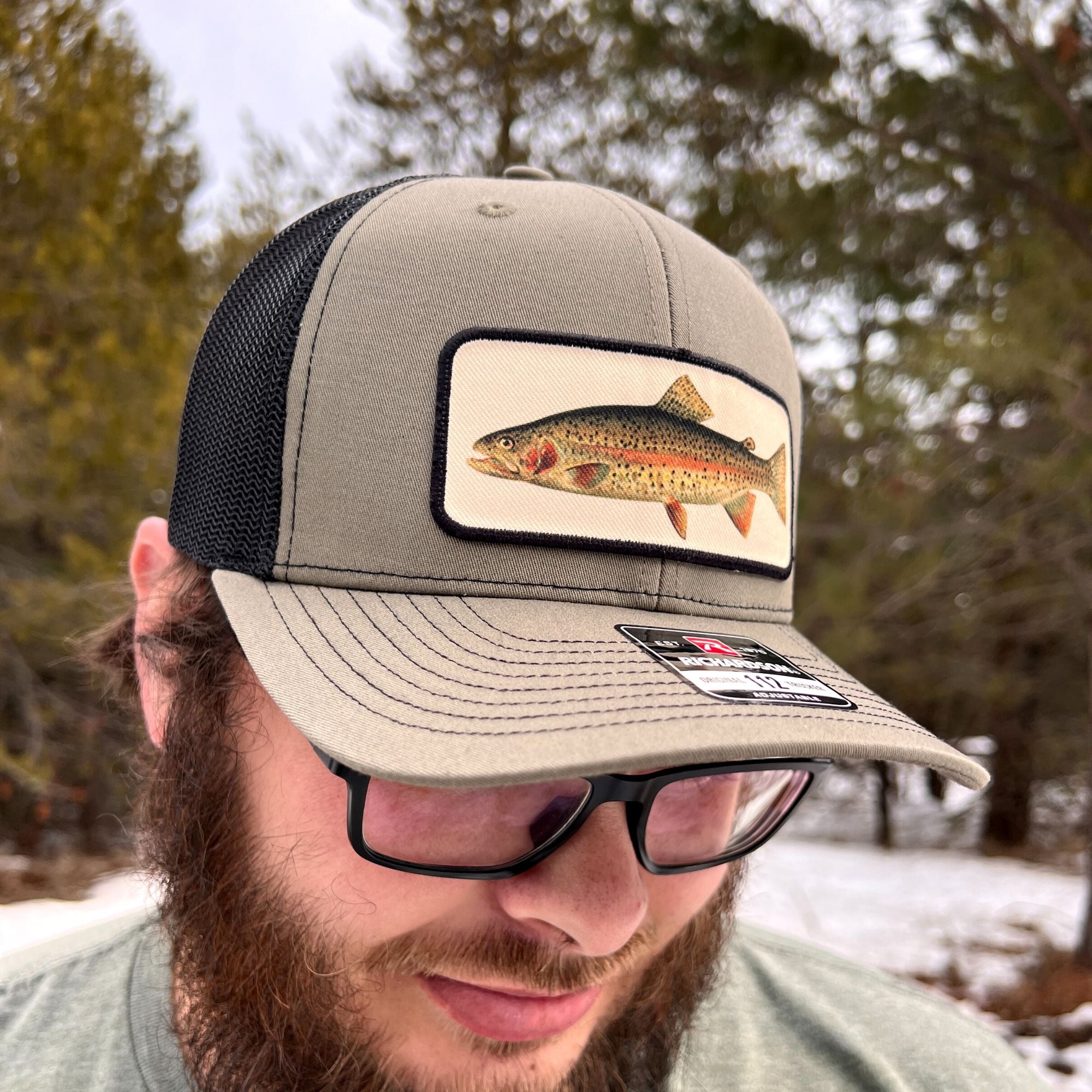 Rainbow Trout Fishing Hat - Richardson Loden Green/Black-Hats-208 Tees- 208 Tees, A Women's, Men's and Kids Online Graphic Tee Boutique, Located in Spirit Lake, Idaho