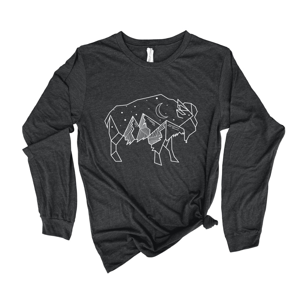 Buffalo Long Sleeve 6T-Long Sleeves-208 Tees- 208 Tees, A Women's, Men's and Kids Online Graphic Tee Boutique, Located in Spirit Lake, Idaho