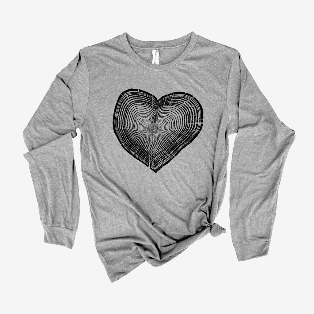 Tree Trunk Heart Long Sleeve Shirt 32T-Long Sleeves-208 Tees- 208 Tees, A Women's, Men's and Kids Online Graphic Tee Boutique, Located in Spirit Lake, Idaho