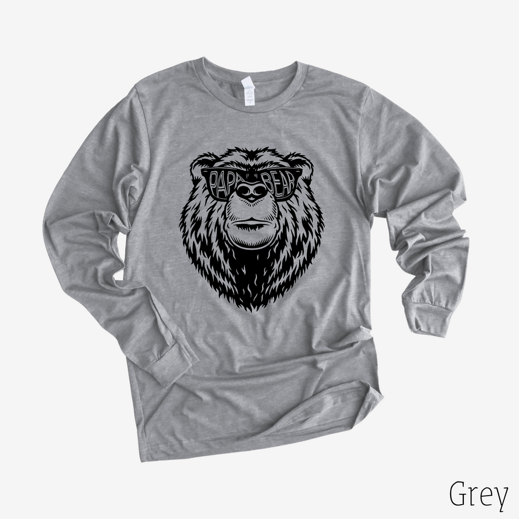 Papa Bear Long Sleeve 25T-Long Sleeves-208 Tees- 208 Tees, A Women's, Men's and Kids Online Graphic Tee Boutique, Located in Spirit Lake, Idaho