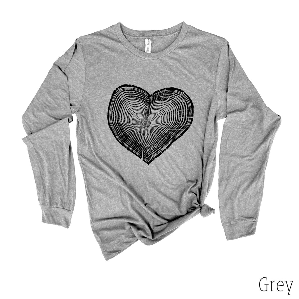 Tree Trunk Heart Long Sleeve Shirt 32T-Long Sleeves-208 Tees- 208 Tees, A Women's, Men's and Kids Online Graphic Tee Boutique, Located in Spirit Lake, Idaho