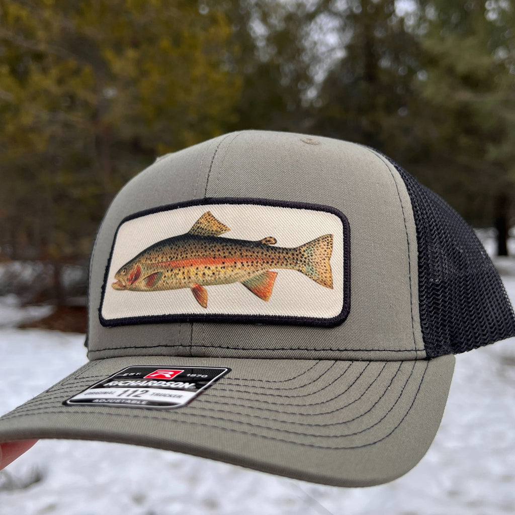 Rainbow Trout Fishing Hat - Richardson Loden Green/Black-Hats-208 Tees- 208 Tees, A Women's, Men's and Kids Online Graphic Tee Boutique, Located in Spirit Lake, Idaho