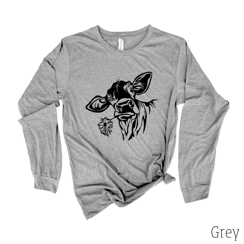 Cow Long Sleeve 10T-Long Sleeves-208 Tees- 208 Tees, A Women's, Men's and Kids Online Graphic Tee Boutique, Located in Spirit Lake, Idaho