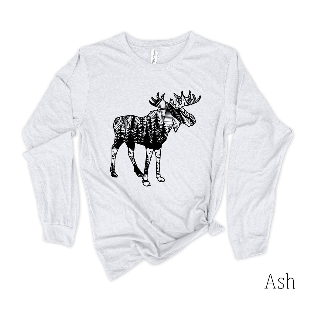 Moose Long Sleeve 24T-Long Sleeves-208 Tees- 208 Tees, A Women's, Men's and Kids Online Graphic Tee Boutique, Located in Spirit Lake, Idaho