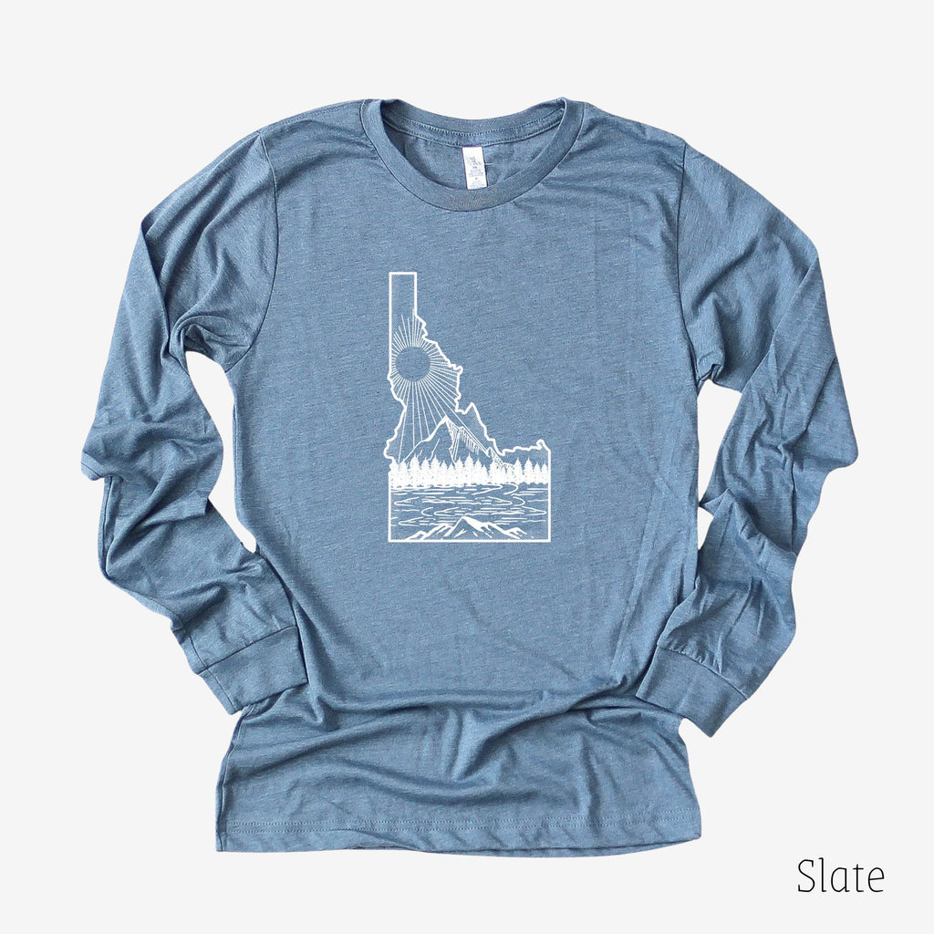 Idaho Sun Long Sleeve 20T-Long Sleeves-208 Tees- 208 Tees, A Women's, Men's and Kids Online Graphic Tee Boutique, Located in Spirit Lake, Idaho