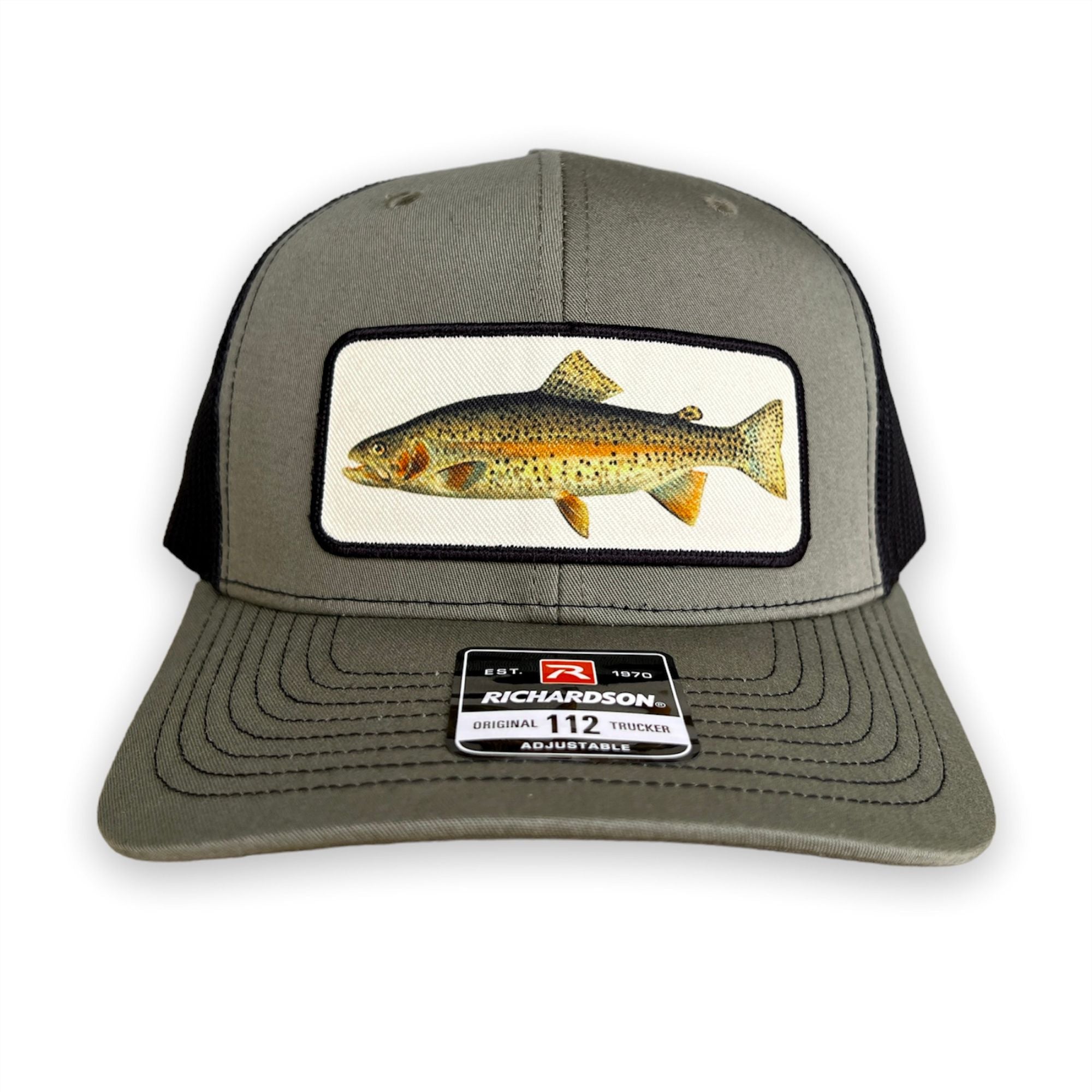 Rainbow Trout Fishing Hat - Richardson Loden Green/Black-Hats-208 Tees- 208 Tees, A Women's, Men's and Kids Online Graphic Tee Boutique, Located in Spirit Lake, Idaho