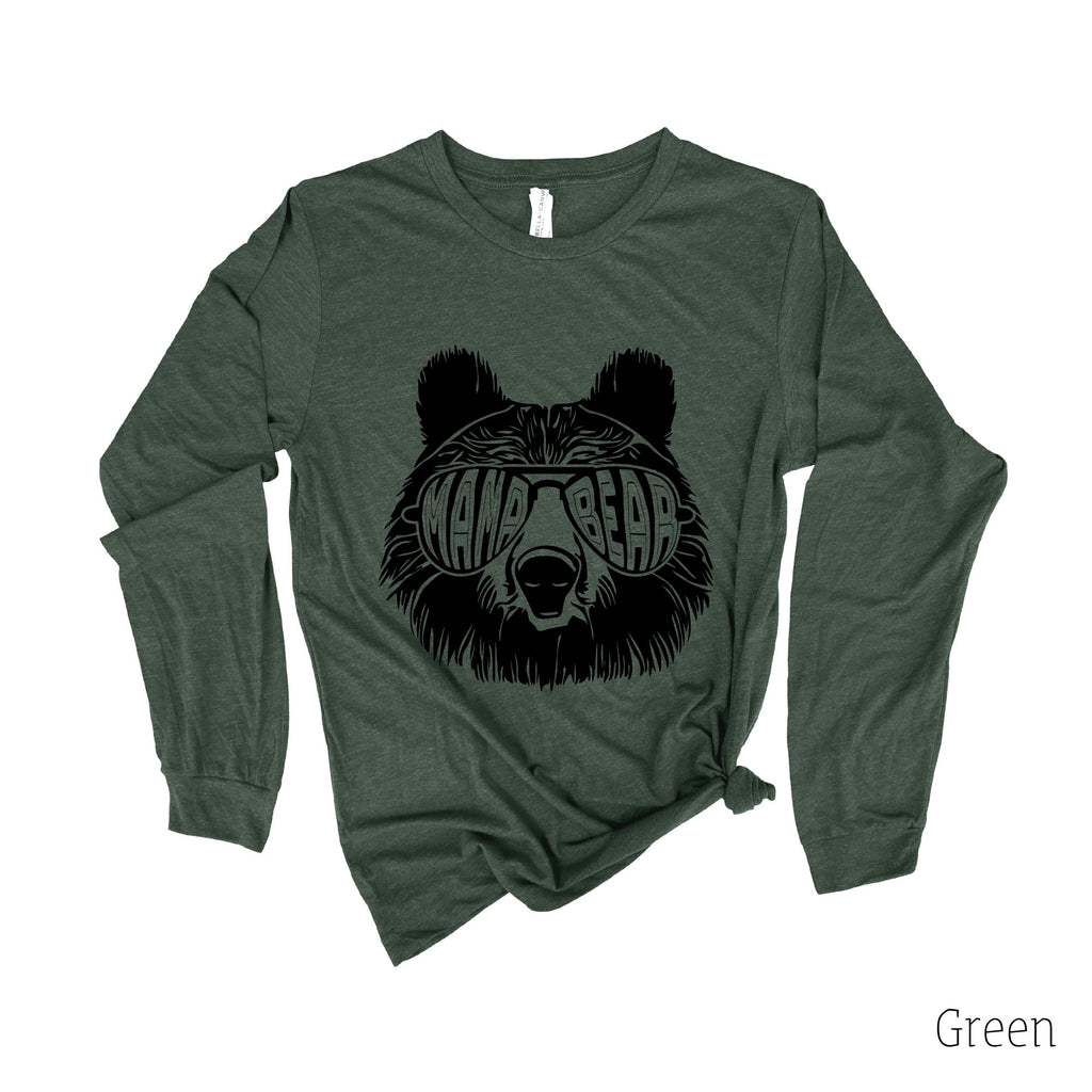 Mama Bear Long Sleeve Shirt-Long Sleeves-208 Tees- 208 Tees, A Women's, Men's and Kids Online Graphic Tee Boutique, Located in Spirit Lake, Idaho