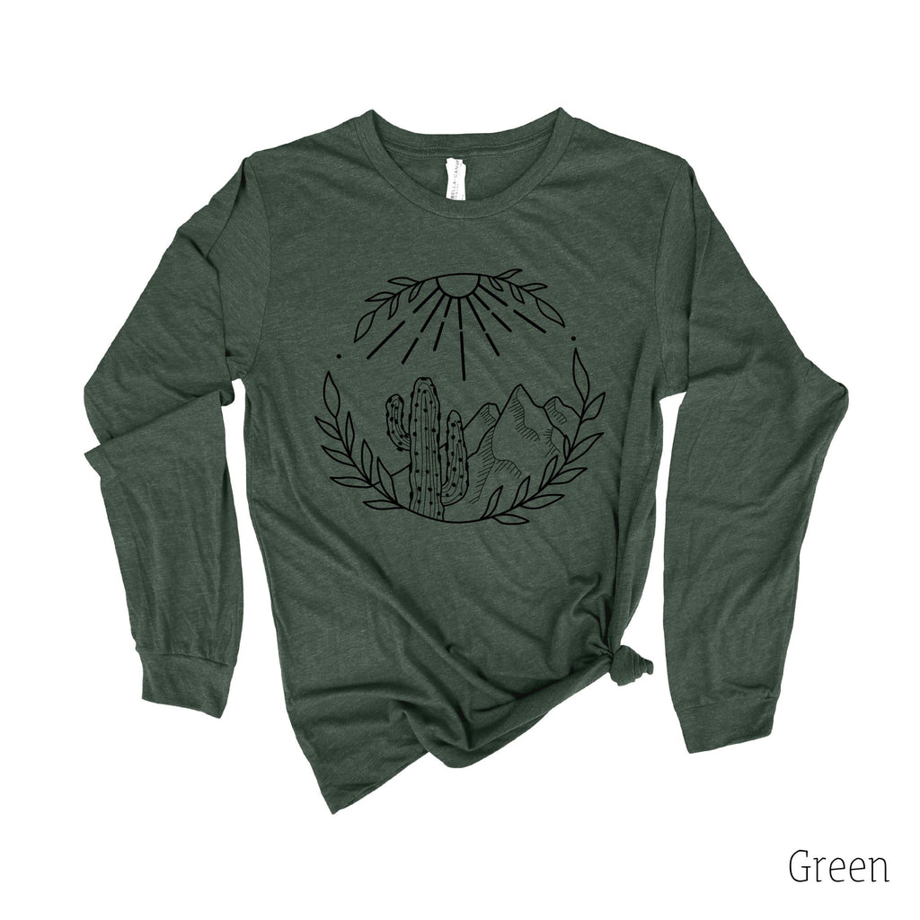 Cactus Long Sleeve Shirt, Cute Desert Long Sleeve T Shirt, Long Sleeve Shirts for Women, Wanderlust Shirt, Gift for Her, Gift for Wife-Long Sleeves-208 Tees- 208 Tees, A Women's, Men's and Kids Online Graphic Tee Boutique, Located in Spirit Lake, Idaho