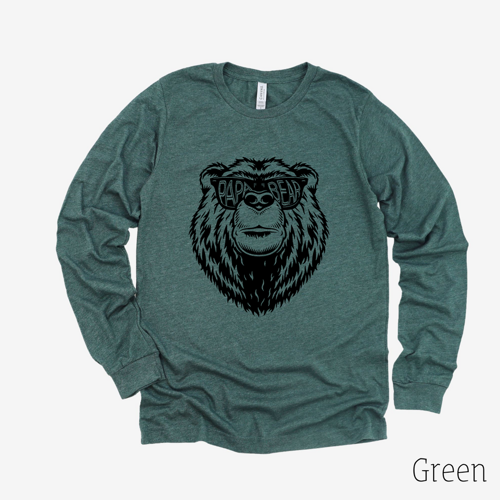 Papa Bear Long Sleeve 25T-Long Sleeves-208 Tees- 208 Tees, A Women's, Men's and Kids Online Graphic Tee Boutique, Located in Spirit Lake, Idaho