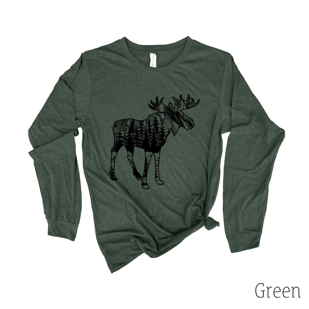 Moose Long Sleeve 24T-Long Sleeves-208 Tees- 208 Tees, A Women's, Men's and Kids Online Graphic Tee Boutique, Located in Spirit Lake, Idaho