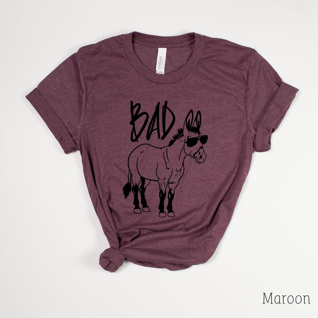 Funny Badass Donkey TShirt-Womens Tees-208 Tees- 208 Tees, A Women's, Men's and Kids Online Graphic Tee Boutique, Located in Spirit Lake, Idaho