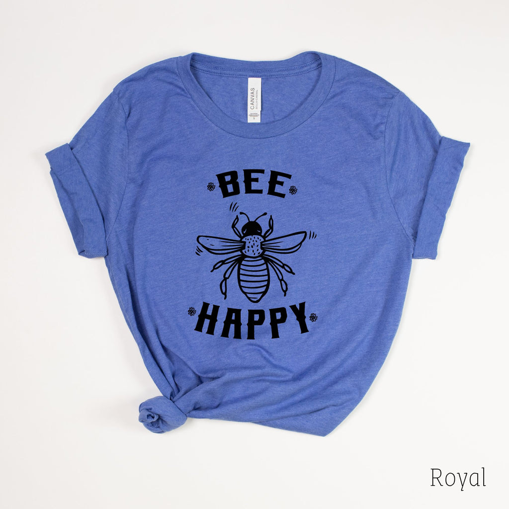 Bee Happy Shirt Happiness Graphic Tee Positivity-208 Tees- 208 Tees, A Women's, Men's and Kids Online Graphic Tee Boutique, Located in Spirit Lake, Idaho