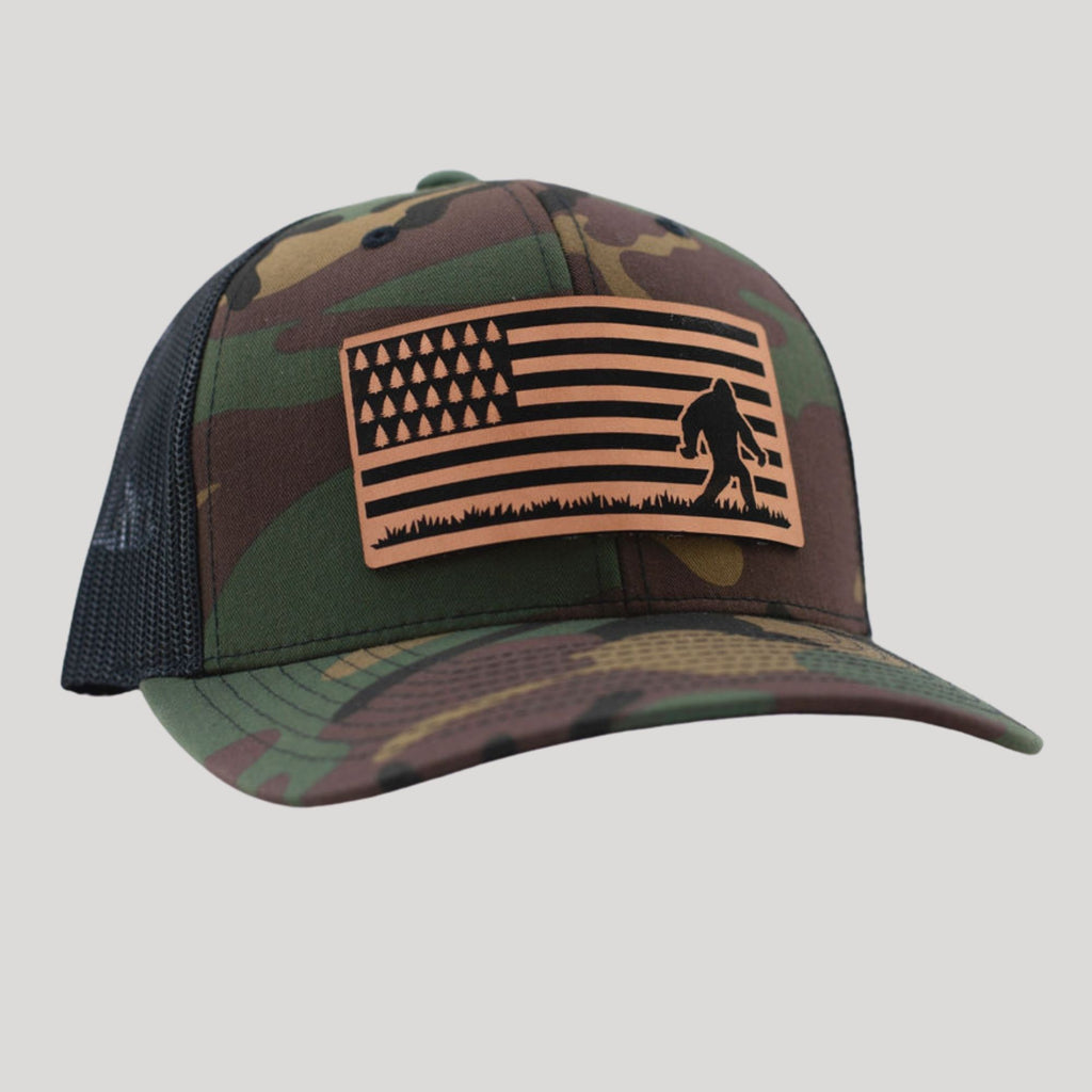 Patriotic Bigfoot Hat-Hats-208 Tees- 208 Tees, A Women's, Men's and Kids Online Graphic Tee Boutique, Located in Spirit Lake, Idaho