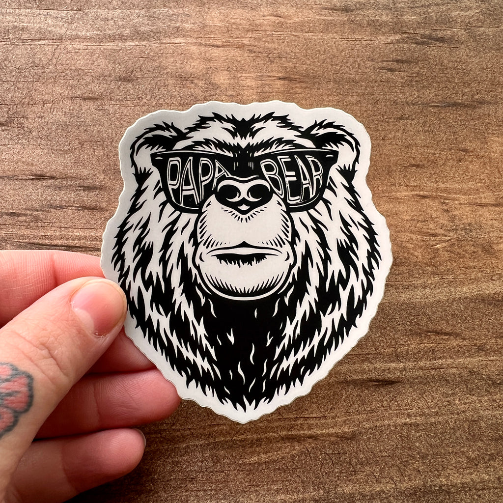 Papa Bear Sticker-Sticker-208 Tees- 208 Tees, A Women's, Men's and Kids Online Graphic Tee Boutique, Located in Spirit Lake, Idaho