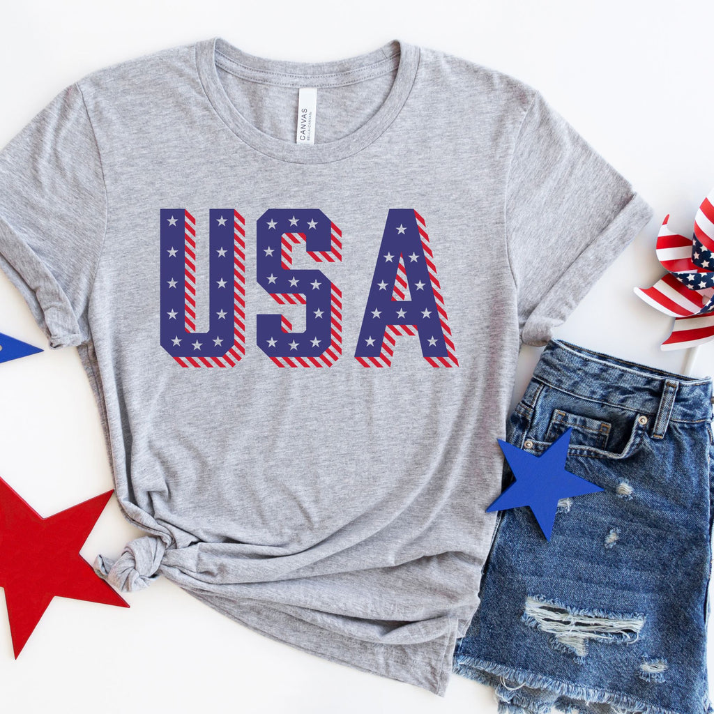 USA T Shirt for Women 52, 4th Of July-208 Tees- 208 Tees, A Women's, Men's and Kids Online Graphic Tee Boutique, Located in Spirit Lake, Idaho