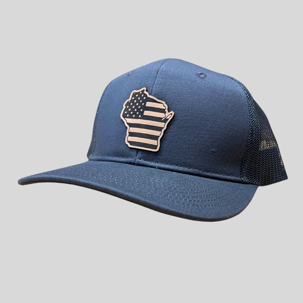 Wisconsin Flag Hat-Hats-208 Tees- 208 Tees, A Women's, Men's and Kids Online Graphic Tee Boutique, Located in Spirit Lake, Idaho