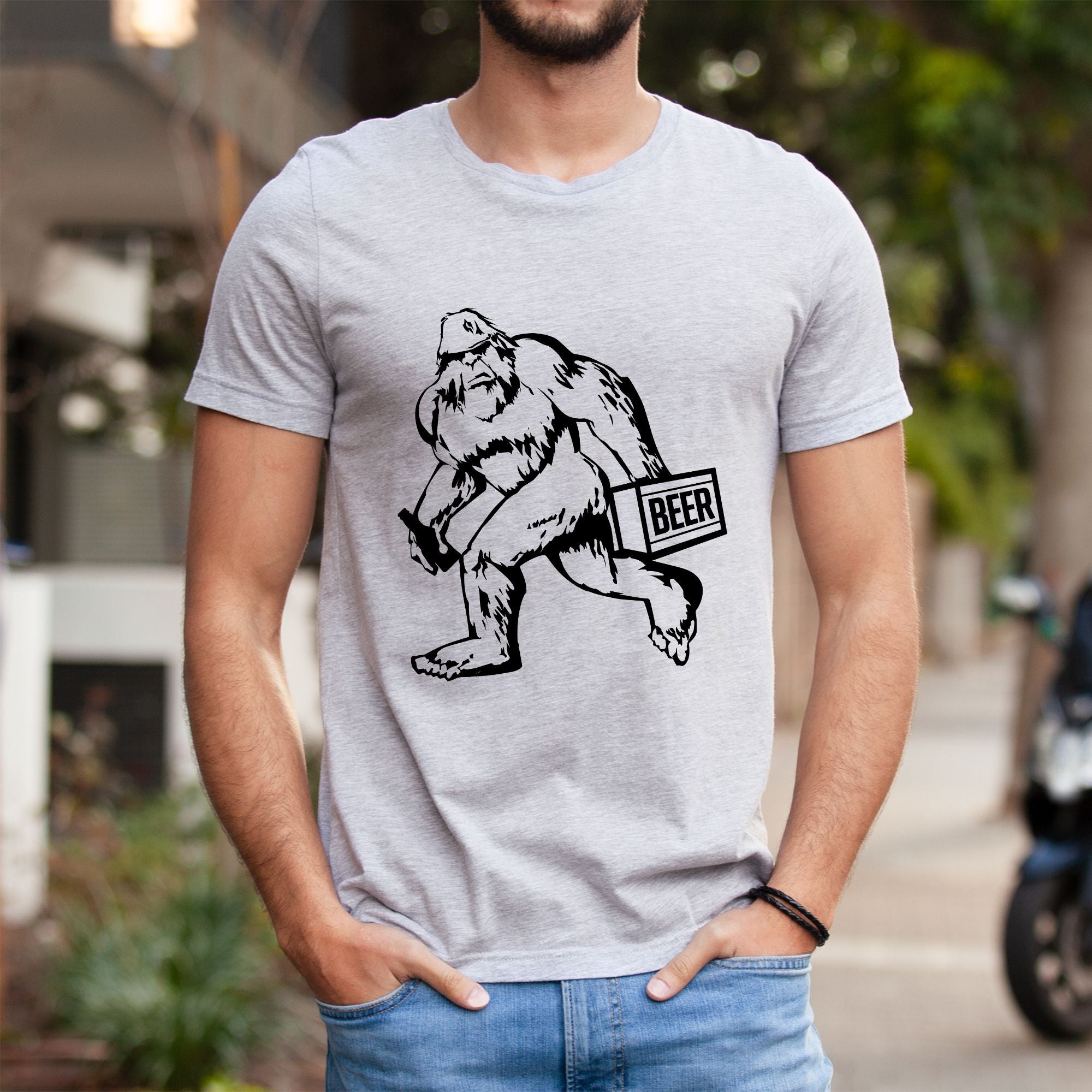 Bigfoot Loves Beer TShirt for Men-208 Tees- 208 Tees, A Women's, Men's and Kids Online Graphic Tee Boutique, Located in Spirit Lake, Idaho