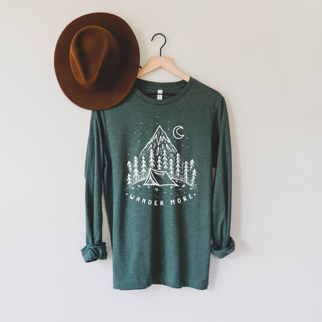 Cute Long Sleeve Shirt, Forest Nature, Camping, Mountains, Wanderlust Shirt, Nature Clothing, Hiking Shirt, Nature Lover Shirt, Roadtrip-Long Sleeves-208 Tees- 208 Tees, A Women's, Men's and Kids Online Graphic Tee Boutique, Located in Spirit Lake, Idaho