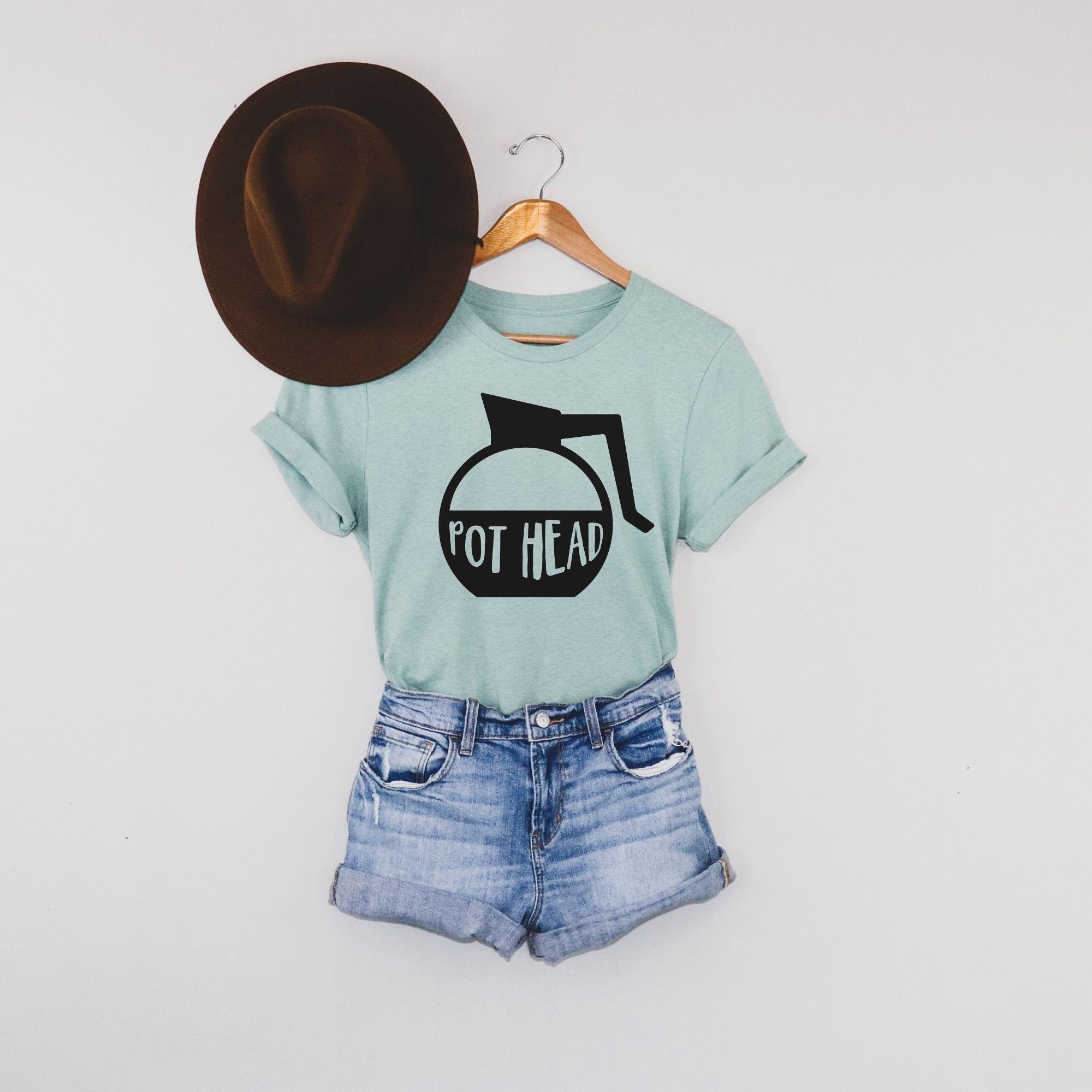 Pot Head T Shirt, Coffee Addict, Coffee Gift-208 Tees- 208 Tees, A Women's, Men's and Kids Online Graphic Tee Boutique, Located in Spirit Lake, Idaho