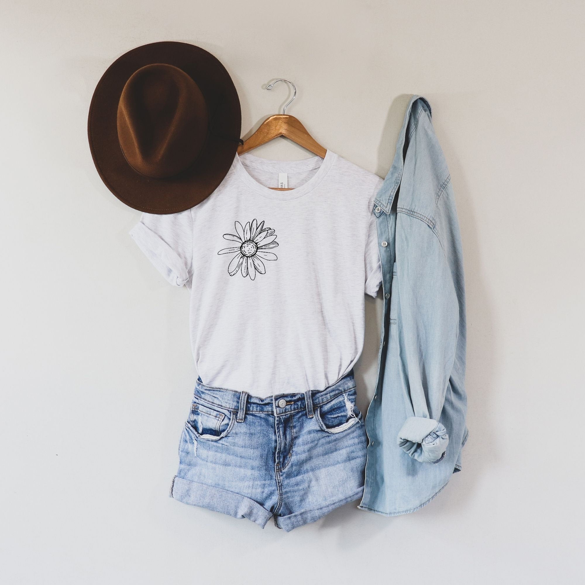 Daisy Flower Shirt, Shirts for Women, Womens Shirts, Graphic Tee, Plant T Shirt, Travel Shirt, Nature TShirt, Wildflower , Gift for Her-208 Tees- 208 Tees, A Women's, Men's and Kids Online Graphic Tee Boutique, Located in Spirit Lake, Idaho