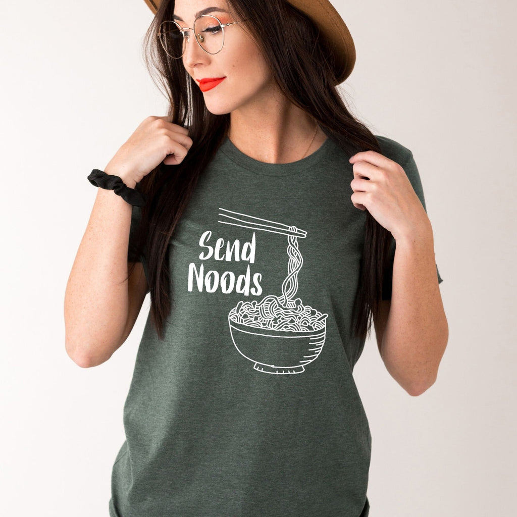 Send Noods, Foodie Shirt for Women-208 Tees- 208 Tees, A Women's, Men's and Kids Online Graphic Tee Boutique, Located in Spirit Lake, Idaho