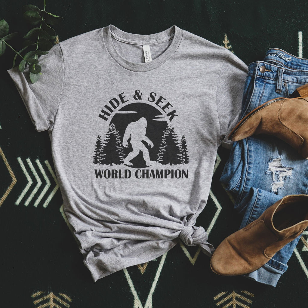 Bigfoot Camping Shirt for Women, Sasquatch-208 Tees- 208 Tees, A Women's, Men's and Kids Online Graphic Tee Boutique, Located in Spirit Lake, Idaho