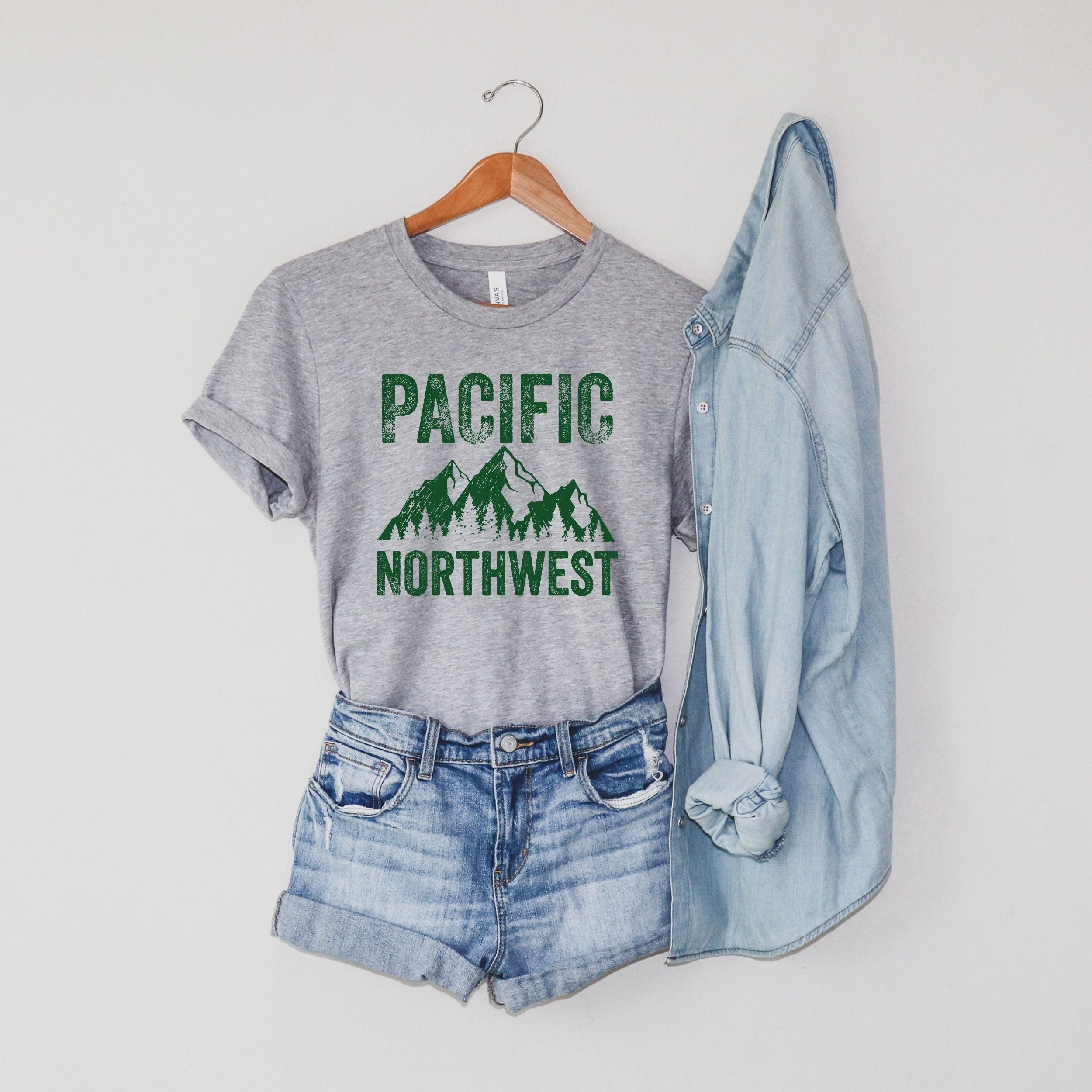 PNW Shirt, Pacific Northwest, Womens Shirts, Graphic Tee, Camping T Shirt, Travel Shirt, Nature TShirt, Hiking Shirt, Gift for Her-208 Tees- 208 Tees, A Women's, Men's and Kids Online Graphic Tee Boutique, Located in Spirit Lake, Idaho