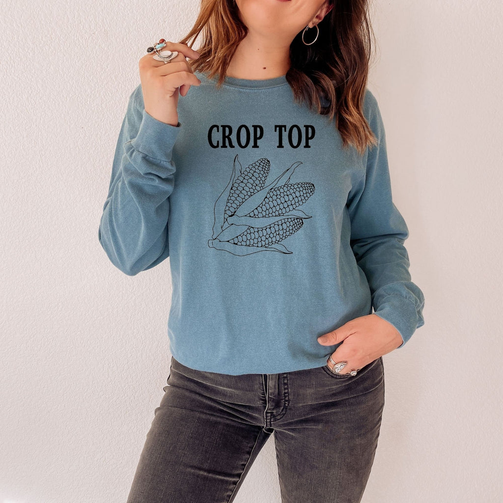 Crop Top, Long Sleeve, Funny Shirt, Funny Gift, Farmer Shirt, Rancher, Farm Shirt, Funny Graphic Tee, Cute shirts women-Long Sleeves-208 Tees- 208 Tees, A Women's, Men's and Kids Online Graphic Tee Boutique, Located in Spirit Lake, Idaho