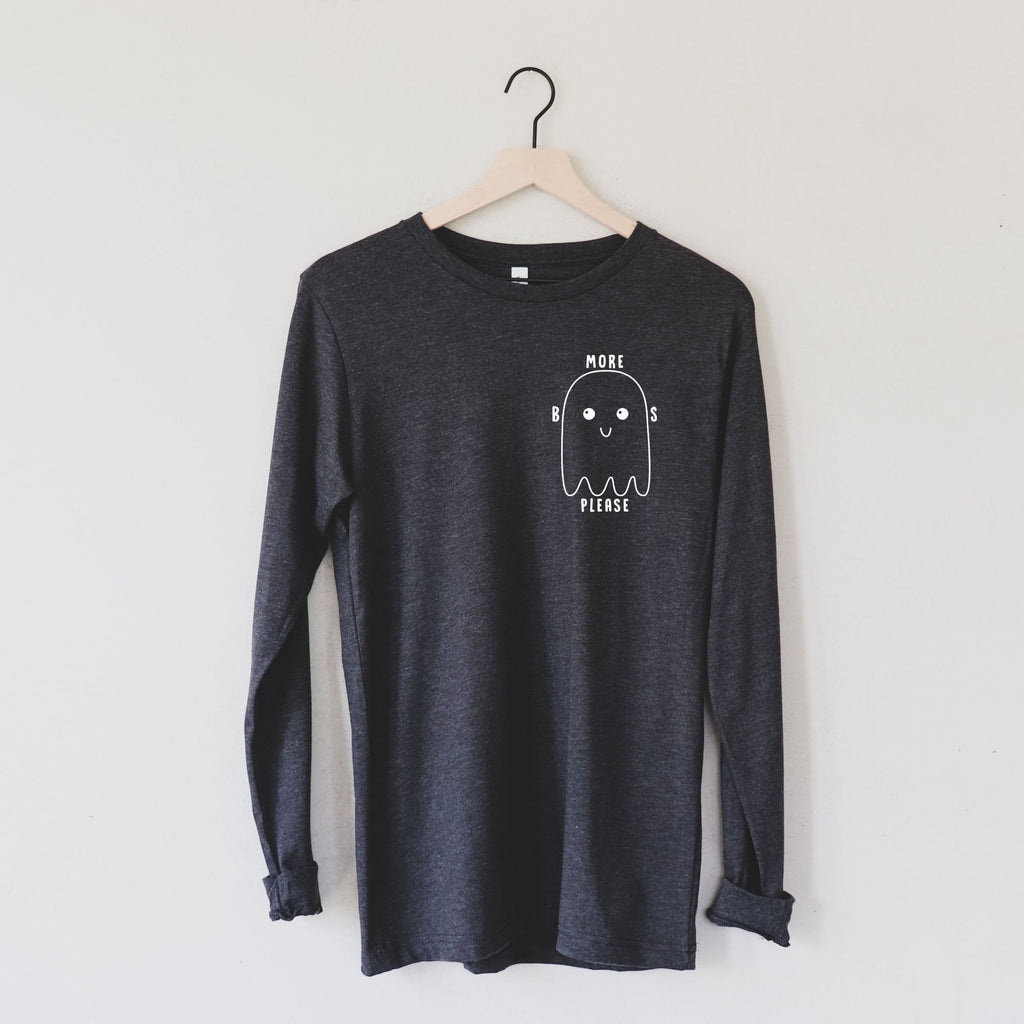 Boozy Ghost Long Sleeve Shirt, Halloween Shirt-Long Sleeves-208 Tees- 208 Tees, A Women's, Men's and Kids Online Graphic Tee Boutique, Located in Spirit Lake, Idaho