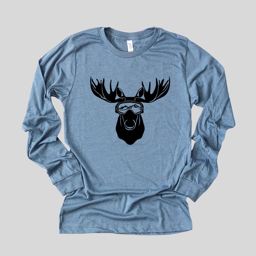 Ski Shirt for Men, Women's Skiing T shirts, Skier Gift, Shirt for Ski Trip, Winter Sports, Long Sleeve Womens Shirt, Christmas Gift For Him-Long Sleeves-208 Tees- 208 Tees, A Women's, Men's and Kids Online Graphic Tee Boutique, Located in Spirit Lake, Idaho