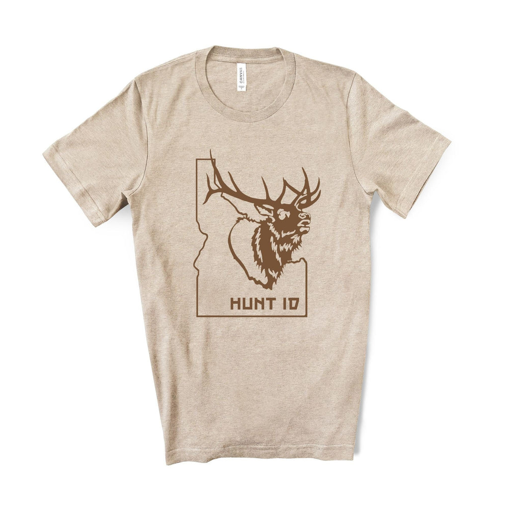 Idaho Elk Hunting Tshirt Graphic Tee Long Sleeve-208 Tees- 208 Tees, A Women's, Men's and Kids Online Graphic Tee Boutique, Located in Spirit Lake, Idaho