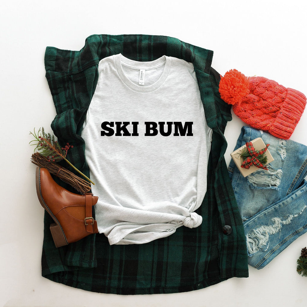 Ski T Shirt for Women, Cute Skiing Shirts, Shirt for Skier, Gift for Skier, Ski Apparel, Winter Sports, Ski Clothing, Born To Ski, Winter-208 Tees- 208 Tees, A Women's, Men's and Kids Online Graphic Tee Boutique, Located in Spirit Lake, Idaho